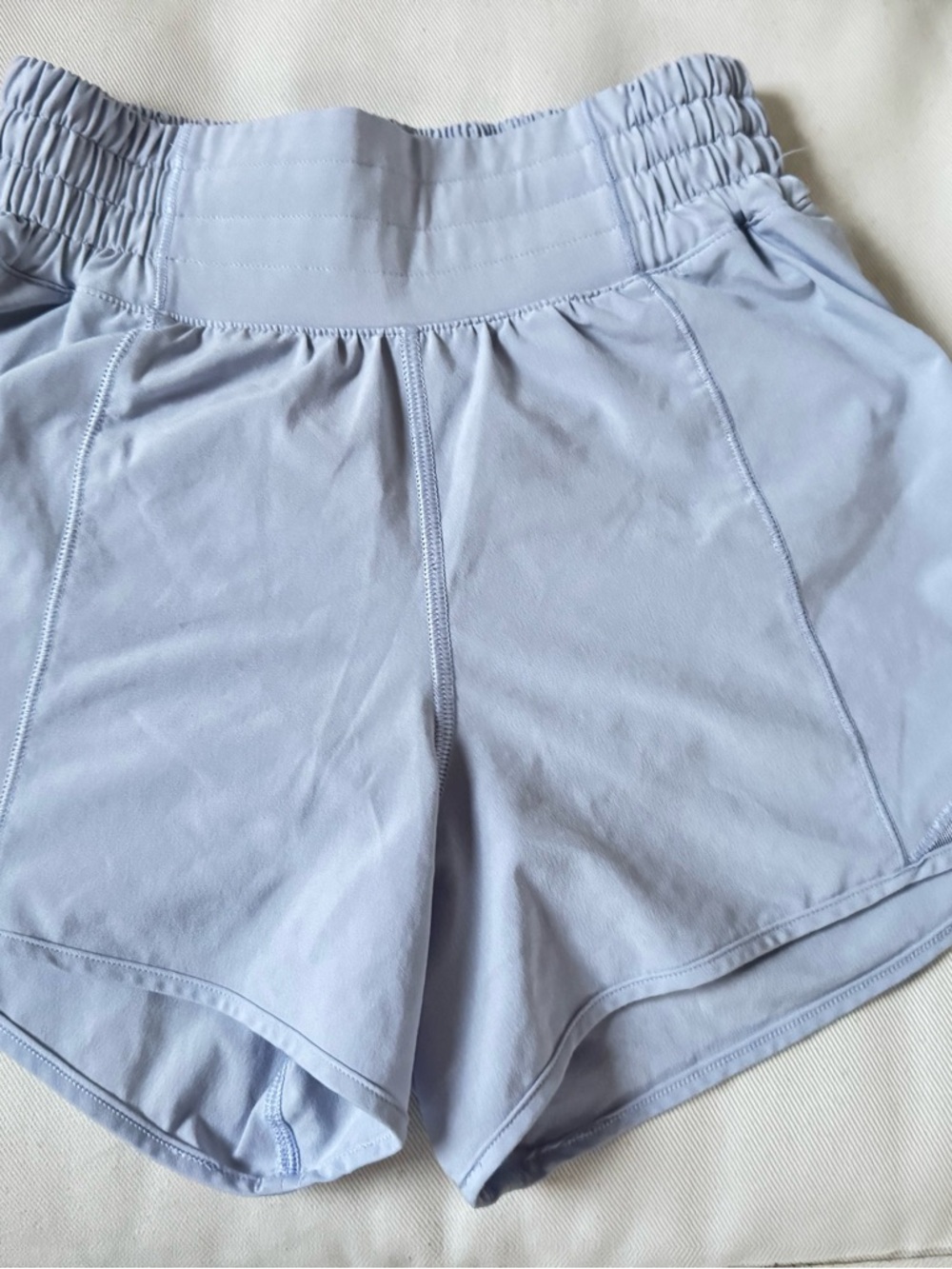 Lululemon pastel blue, size 0, 4” hotty hot shorts